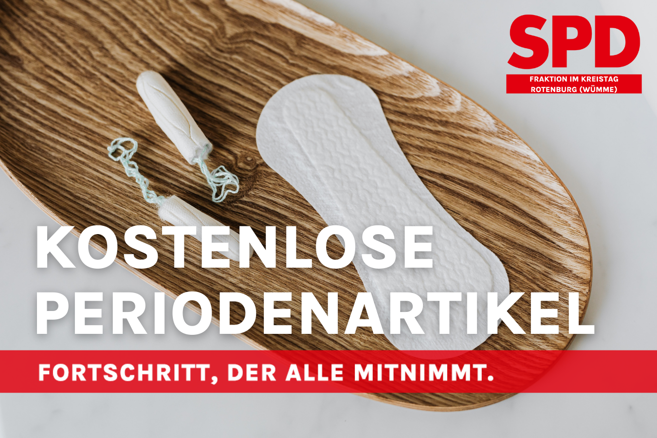 Bis zur Menopause haben Mädchen und Frauen durchschnittlich 500-mal ihre Regelblutung. Die SPD-Kreistagsfraktion will, dass Menstruationsartikel in allen Gebäuden des Landkreises Rotenburg kostenlos zur Verfügung gestellt werden.